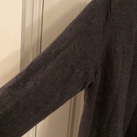 Talbots Pure Italian Merino Wool Gray Shawl Collar Open-Front Cardigan women’s M - Picture 6 of 12